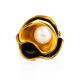 Bold Gold-Plated Ring With Cultured Pearl The Turandot, Ring Size: Adjustable, image , picture 5