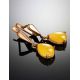 Gold-Plated Earrings With Honey Amber The Twinkle, image , picture 2