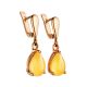 Gold-Plated Earrings With Honey Amber The Twinkle, image , picture 3