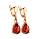 Cognac Amber Earrings In Gold-Plated Silver The Twinkle, image , picture 3