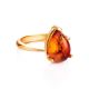 Cognac Amber Ring In Gold-Plated Silver The Twinkle, Ring Size: 5.5 / 16, image , picture 3