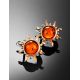 Sun Shaped Amber Earrings In Gold-Plated Silver The Helios, image , picture 2