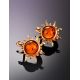 Gold-Plated Earrings With Amber The Helios, image , picture 2