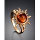 Gold Plated Ring With Natural Amber Centerpiece The Helios, Ring Size: 8.5 / 18.5, image , picture 2