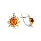 Sun Shaped Amber Earrings In Gold-Plated Silver The Helios, image , picture 3