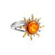 Sun Shaped Amber Ring In Gold-Plated Silver The Helios, Ring Size: 13 / 22, image , picture 3