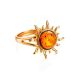 Gold Plated Ring With Natural Amber Centerpiece The Helios, Ring Size: 8.5 / 18.5, image , picture 4