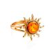 Gold Plated Ring With Natural Amber Centerpiece The Helios, Ring Size: / 23, image , picture 4