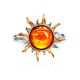 Sun Shaped Amber Ring In Gold-Plated Silver The Helios, Ring Size: 6 / 16.5, image , picture 4