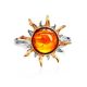 Sun Shaped Amber Ring In Gold-Plated Silver The Helios, Ring Size: 13 / 22, image , picture 4