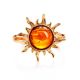 Gold Plated Ring With Natural Amber Centerpiece The Helios, Ring Size: / 23, image , picture 5