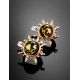 Gold-Plated Earrings With Green Amber The Helios, image , picture 2