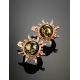 Green Amber Gold-Plated Earrings The Helios, image , picture 2