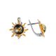 Gold-Plated Earrings With Green Amber The Helios, image , picture 3