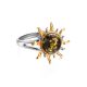 Gold-Plated Ring With Green Amber Stone The Helios, Ring Size: 13 / 22, image , picture 3