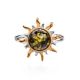 Gold-Plated Ring With Green Amber Stone The Helios, Ring Size: 7 / 17.5, image , picture 4