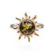Gold-Plated Ring With Green Amber Stone The Helios, Ring Size: 13 / 22, image , picture 4