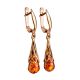 Cognac Amber Earrings In Gold-Plated Silver The Roxanne, image , picture 3