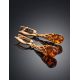 Cognac Amber Earrings In Gold-Plated Silver The Roxanne, image , picture 2