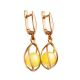 Drop Amber Earrings In Gold-Plated Silver The Algeria, image , picture 4