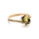Amber Ring In Gold-Plated Silver With Crystals The Raphael, Ring Size: 9 / 19, image , picture 3