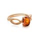 Gold-Plated Ring With Cognac Amber And Champagne Crystals The Raphael, Ring Size: 12 / 21.5, image , picture 4