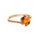 Amber Ring In Gold-Plated Silver With Crystals The Raphael, Ring Size: 7 / 17.5, image , picture 3