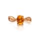 Gold-Plated Ring With Cognac Amber And Champagne Crystals The Raphael, Ring Size: 10 / 20, image , picture 5