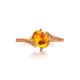Amber Ring In Gold-Plated Silver With Crystals The Raphael, Ring Size: 9 / 19, image , picture 4
