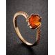 Amber Ring In Gold-Plated Silver With Crystals The Raphael, Ring Size: 12 / 21.5, image , picture 2