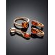 Amber Ring In Gold-Plated Silver With Crystals The Raphael, Ring Size: 8 / 18, image , picture 5