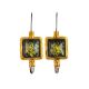 Gold-Plated French Back Earrings With Green Amber The Aida, image , picture 4