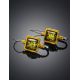 Gold-Plated French Back Earrings With Green Amber The Aida, image , picture 2