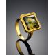 Square Amber Ring In Gold-Plated Silver The Aida, Ring Size: 11.5 / 21, image , picture 2
