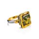 Square Amber Ring In Gold-Plated Silver The Aida, Ring Size: 11.5 / 21, image , picture 5