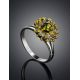 Gold Plated Silver Ring With Green Amber The Barbados, Ring Size: 12 / 21.5, image , picture 2