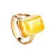 Stylish Natural Honey Amber Ring The Copenhagen, Ring Size: 6.5 / 17, image 