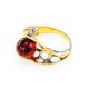 Fabulous Amber Ring In Gold-Plated Silver The Turandot, Ring Size: 8 / 18, image , picture 3