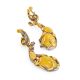 Drop Honey Amber Earrings In Gold-Plated Silver With Crystals The Pompadour, image , picture 4