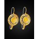 Bold Gold-Plated Earrings With Honey Amber The Aida, image , picture 4
