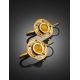 Bold Gold-Plated Earrings With Honey Amber The Aida, image , picture 2