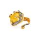 Bold Adjustable Honey Amber Ring In Gold-Plated Silver With Crystals The Pompadour, Ring Size: Adjustable, image , picture 6