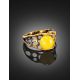 Bold Gold-Plated Ring With Honey Amber The Turandot, Ring Size: 11 / 20.5, image , picture 2