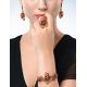 Drop Gold-Plated Earrings With Cognac Amber And Crystals The Pompadour, image , picture 3