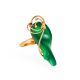 Refined Golden Ring With Green Synthetic Onyx The Serenade, Ring Size: Adjustable, image , picture 3