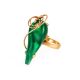 Refined Golden Ring With Green Synthetic Onyx The Serenade, Ring Size: Adjustable, image , picture 4