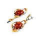 Drop Gold-Plated Earrings With Cognac Amber And Crystals The Pompadour, image , picture 4