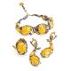 Bold Adjustable Honey Amber Ring In Gold-Plated Silver With Crystals The Pompadour, Ring Size: Adjustable, image , picture 8