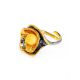 Bold Gold-Plated Ring With Honey Amber The Turandot, Ring Size: Adjustable, image , picture 3