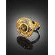 Adjustable Gold-Plated Ring With Green Amber The Aida, Ring Size: Adjustable, image , picture 2